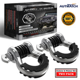 AUTMATCH 3/4" D Ring Shackle (2 Pack) 41,887Ib Break Strength with 7/8" Screw Pin and Isolator & Washer Kit Silver