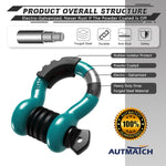 AUTMATCH 3/4" D Ring Shackle (2 Pack) 41,887Ib Break Strength with 7/8" Screw Pin and Isolator & Washer Kit Teal & Black