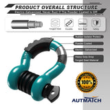 AUTMATCH 3/4" D Ring Shackle (2 Pack) 41,887Ib Break Strength with 7/8" Screw Pin and Isolator & Washer Kit Teal & Black