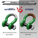 AUTMATCH 3/4" D Ring Shackle (2 Pack) 41,887Ib Break Strength with 7/8" Screw Pin and Isolator & Washer Kit Dark Green & Black