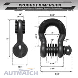 AUTMATCH 3/4" D Ring Shackle (2 Pack) 41,887Ib Break Strength with 7/8" Screw Pin and Isolator & Washer Kit Gunmetal Gray