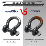 AUTMATCH 3/4" D Ring Shackle (2 Pack) 41,887Ib Break Strength with 7/8" Screw Pin and Isolator & Washer Kit Gunmetal Gray