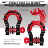 AUTMATCH Shackles 3/4" D Ring Shackle (2 Pack) 68,000Ibs Break Strength with Shackle Isolator & Washers Kit Black & Red