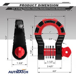 AUTMATCH Shackles 3/4" D Ring Shackle (2 Pack) 68,000Ibs Break Strength with Shackle Isolator & Washers Kit Black & Red