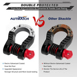 AUTMATCH Shackles 3/4" D Ring Shackle (2 Pack) 68,000Ibs Break Strength with Shackle Isolator & Washers Kit Black & Red