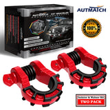 AUTMATCH Shackles 3/4" D Ring Shackle (2 Pack) 68,000Ibs Break Strength with Shackle Isolator & Washers Kit Red