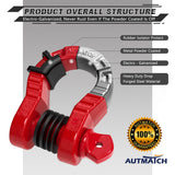 AUTMATCH Shackles 3/4" D Ring Shackle (2 Pack) 68,000Ibs Break Strength with Shackle Isolator & Washers Kit Red