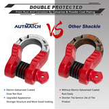 AUTMATCH Shackles 3/4" D Ring Shackle (2 Pack) 68,000Ibs Break Strength with Shackle Isolator & Washers Kit Red