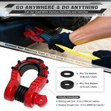 AUTMATCH Shackles 3/4" D Ring Shackle (2 Pack) 68,000Ibs Break Strength with Shackle Isolator & Washers Kit Red