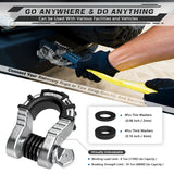 AUTMATCH Shackles 3/4" D Ring Shackle (2 Pack) 68,000Ibs Break Strength with Shackle Isolator & Washers Kit Silver