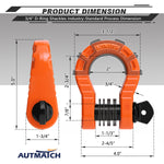 AUTMATCH Shackles 3/4" D Ring Shackle (2 Pack) 68,000Ibs Break Strength with hackle Isolator & Washers Kit Orange & Black