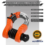AUTMATCH Shackles 3/4" D Ring Shackle (2 Pack) 68,000Ibs Break Strength with hackle Isolator & Washers Kit Orange & Black