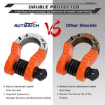AUTMATCH Shackles 3/4" D Ring Shackle (2 Pack) 68,000Ibs Break Strength with hackle Isolator & Washers Kit Orange & Black