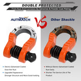 AUTMATCH Shackles 3/4" D Ring Shackle (2 Pack) 68,000Ibs Break Strength with hackle Isolator & Washers Kit Orange & Black