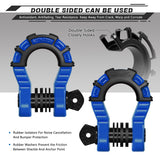 AUTMATCH Shackles 3/4" D Ring Shackle (2 Pack) 68,000Ibs Break Strength with Shackle Isolator & Washers Kit Blue & Black