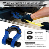 AUTMATCH Shackles 3/4" D Ring Shackle (2 Pack) 68,000Ibs Break Strength with Shackle Isolator & Washers Kit Blue & Black