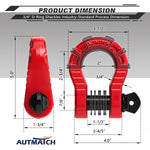 AUTMATCH Shackles 3/4" D Ring Shackle (2 Pack) 68,000Ibs Break Strength with Shackle Isolator & Washers Kit Red & Black