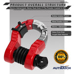 AUTMATCH Shackles 3/4" D Ring Shackle (2 Pack) 68,000Ibs Break Strength with Shackle Isolator & Washers Kit Red & Black