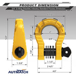 AUTMATCH Shackles 3/4" D Ring Shackle (2 Pack) 68,000Ibs Break Strength with Shackle Isolator & Washers Kit Yellow & Black