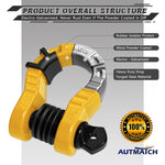 AUTMATCH Shackles 3/4" D Ring Shackle (2 Pack) 68,000Ibs Break Strength with Shackle Isolator & Washers Kit Yellow & Black