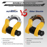 AUTMATCH Shackles 3/4" D Ring Shackle (2 Pack) 68,000Ibs Break Strength with Shackle Isolator & Washers Kit Yellow & Black