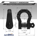 AUTMATCH Shackles 3/4" D Ring Shackle (2 Pack) 68,000Ibs Break Strength with Shackle Isolator & Washers Kit Matte Black