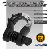 AUTMATCH Shackles 3/4" D Ring Shackle (2 Pack) 68,000Ibs Break Strength with Shackle Isolator & Washers Kit Matte Black