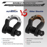 AUTMATCH Shackles 3/4" D Ring Shackle (2 Pack) 68,000Ibs Break Strength with Shackle Isolator & Washers Kit Matte Black