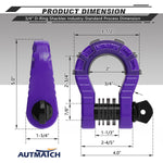 AUTMATCH Shackles 3/4" D Ring Shackle (2 Pack) 68,000Ibs Break Strength with Shackle Isolator & Washers Kit Purple & Black