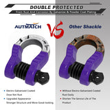 AUTMATCH Shackles 3/4" D Ring Shackle (2 Pack) 68,000Ibs Break Strength with Shackle Isolator & Washers Kit Purple & Black