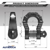 AUTMATCH Shackles 3/4" D Ring Shackle (2 Pack) 68,000Ibs Break Strength with Shackle Isolator & Washers Kit Gunmetal Gray