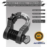 AUTMATCH Shackles 3/4" D Ring Shackle (2 Pack) 68,000Ibs Break Strength with Shackle Isolator & Washers Kit Gunmetal Gray