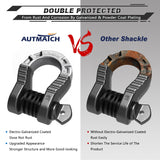 AUTMATCH Shackles 3/4" D Ring Shackle (2 Pack) 68,000Ibs Break Strength with Shackle Isolator & Washers Kit Gunmetal Gray