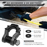 AUTMATCH Shackles 3/4" D Ring Shackle (2 Pack) 68,000Ibs Break Strength with Shackle Isolator & Washers Kit Gunmetal Gray