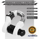 AUTMATCH Shackles 3/4" D Ring Shackle (2 Pack) 68,000Ibs Break Strength with Shackle Isolator & Washers Kit White & Black