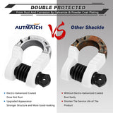 AUTMATCH Shackles 3/4" D Ring Shackle (2 Pack) 68,000Ibs Break Strength with Shackle Isolator & Washers Kit White & Black