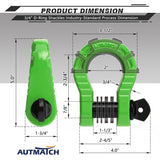 AUTMATCH Shackles 3/4" D Ring Shackle (2 Pack) 68,000Ibs Break Strength with Shackle Isolator & Washers Kit Green & Black