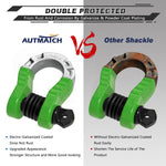 AUTMATCH Shackles 3/4" D Ring Shackle (2 Pack) 68,000Ibs Break Strength with Shackle Isolator & Washers Kit Green & Black