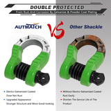 AUTMATCH Shackles 3/4" D Ring Shackle (2 Pack) 68,000Ibs Break Strength with Shackle Isolator & Washers Kit Green & Black