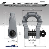 AUTMATCH Shackles 3/4" D Ring Shackle (2 Pack) 68,000Ibs Break Strength with Shackle Isolator & Washers Kit Gray & Black