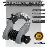 AUTMATCH Shackles 3/4" D Ring Shackle (2 Pack) 68,000Ibs Break Strength with Shackle Isolator & Washers Kit Gray & Black