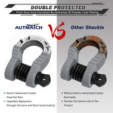 AUTMATCH Shackles 3/4" D Ring Shackle (2 Pack) 68,000Ibs Break Strength with Shackle Isolator & Washers Kit Gray & Black