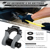 AUTMATCH Shackles 3/4" D Ring Shackle (2 Pack) 68,000Ibs Break Strength with Shackle Isolator & Washers Kit Gray & Black