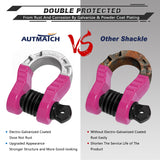 AUTMATCH Shackles 3/4" D Ring Shackle (2 Pack) 68,000Ibs Break Strength with Shackle Isolator & Washers Kit Pink & Black