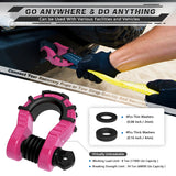 AUTMATCH Shackles 3/4" D Ring Shackle (2 Pack) 68,000Ibs Break Strength with Shackle Isolator & Washers Kit Pink & Black