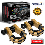AUTMATCH Shackles 3/4" D Ring Shackle (2 Pack) 68,000Ibs Break Strength with Shackle Isolator & Washers Kit Gold & Black