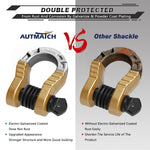 AUTMATCH Shackles 3/4" D Ring Shackle (2 Pack) 68,000Ibs Break Strength with Shackle Isolator & Washers Kit Gold & Black