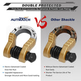 AUTMATCH Shackles 3/4" D Ring Shackle (2 Pack) 68,000Ibs Break Strength with Shackle Isolator & Washers Kit Gold & Black