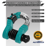 AUTMATCH Shackles 3/4" D Ring Shackle (2 Pack) 68,000Ibs Break Strength with Shackle Isolator & Washers Kit Teal & Black