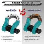 AUTMATCH Shackles 3/4" D Ring Shackle (2 Pack) 68,000Ibs Break Strength with Shackle Isolator & Washers Kit Teal & Black